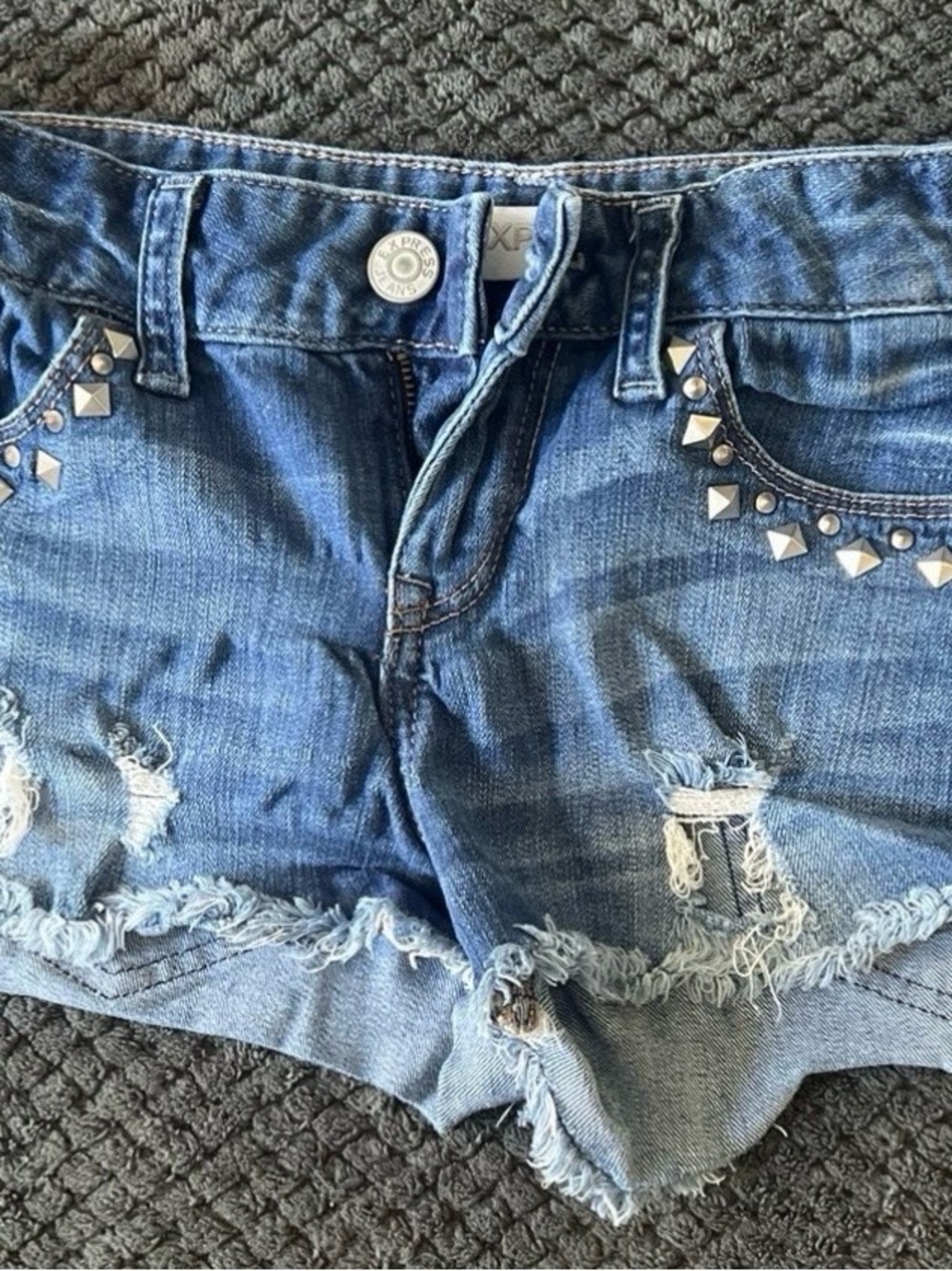 Express Studded Distressed Denim Shorts